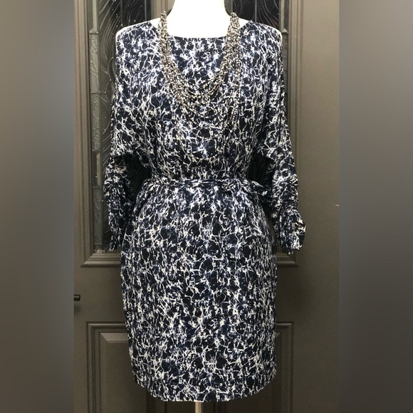 Michael Kors Womens Cold Shoulder Tie Belt Shift Dress - Picture 1 of 11